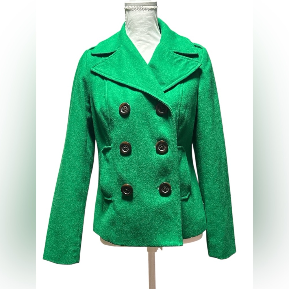 Old Navy‎ Vibrant Green Double - Breasted Pea Coat